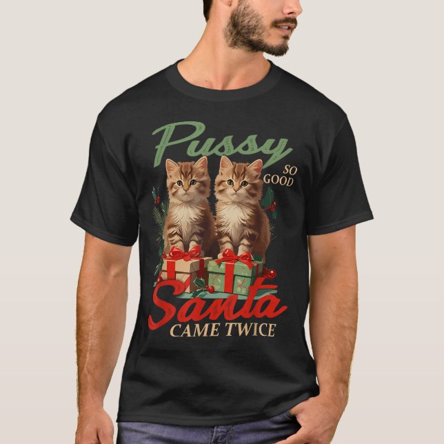 T-shirt Raunchy Christmas Cat Naughty Funny Gag Prank Humo (Devant)