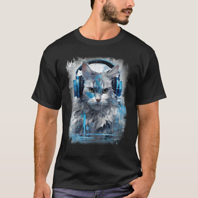 T-shirt Rave EDM Birman Cat Headphone (Devant)