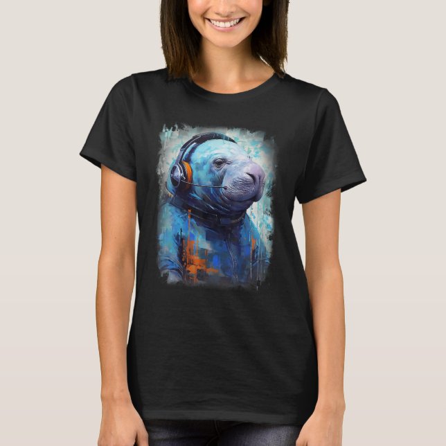 T-shirt Rave EDM Manatee Headphone (Devant)