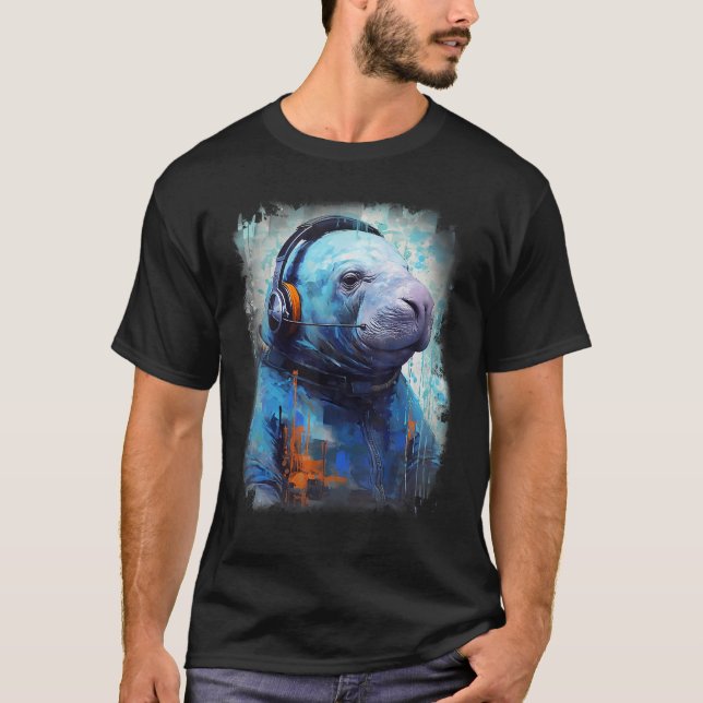 T-shirt Rave EDM Manatee Headphone (Devant)