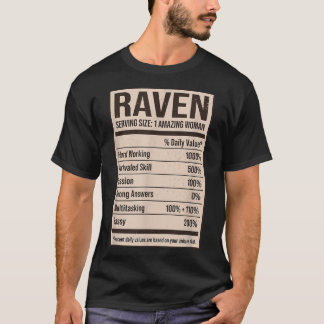 T-shirt Raven Nutrition Facts Nom Pseudo Alias Titre Fr