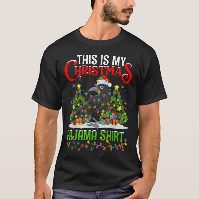 T-shirt Raven Xmas Lights This Is My Christmas Pajama  (Devant)