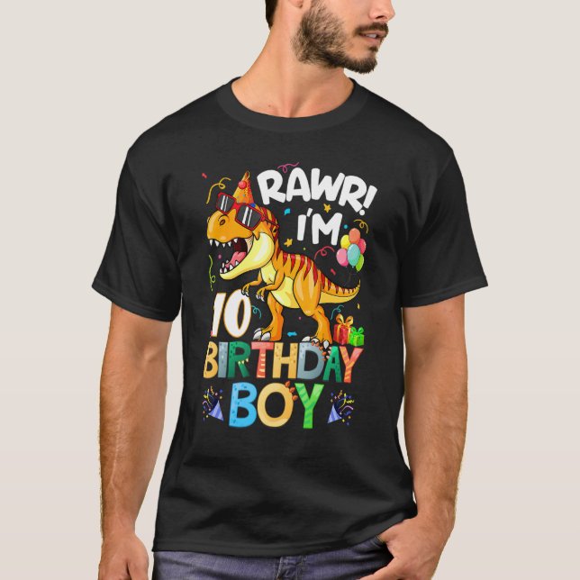 T-shirt Rawr I M 10e anniversaire garçon Dinosaur T Rex 10 (Devant)