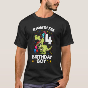 T-shirt Rawr I m 4 Birthday Boy Dinosaur T rex Thème 4ème