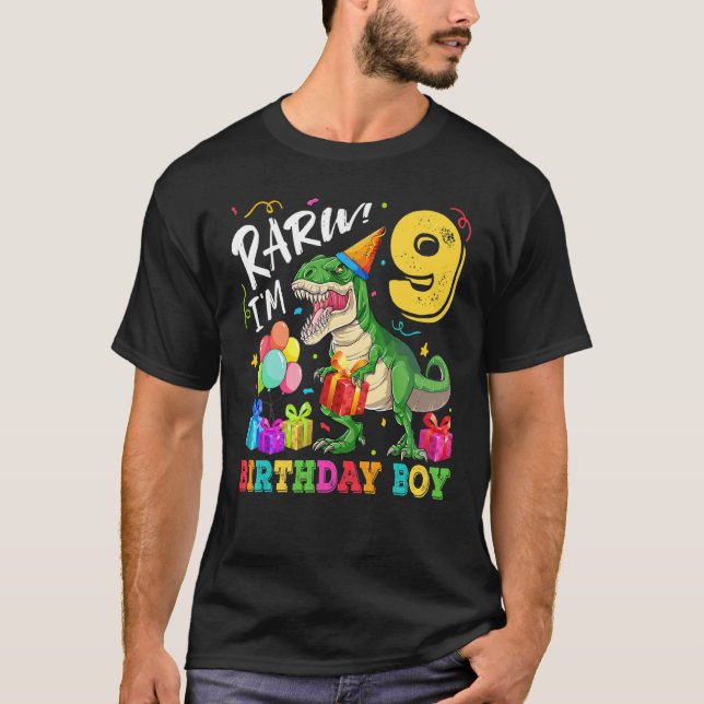 T-shirt Rawr I M 9 Birthday Boy Dinosaur Rex 9e Anniversai (Devant)
