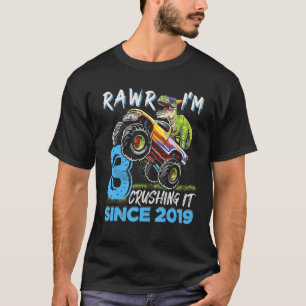 T-shirt Rawr I'm 3 Monster Truck Dinosaur 3e anniversaire 