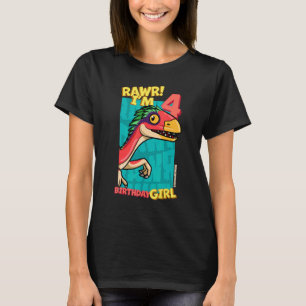T-shirt Rawr I'm 4 Birthday Girls 4th Birthday Dino Deino