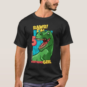 T-shirt Rawr I'm 5 Birthday Girls 5th Birthday Dino Tyrann