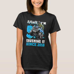 T-shirt Rawr I'm 5 Crushing It 2018 Monster Truck Dinosaur