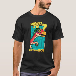 T-shirt Rawr I'm 7 Birthday Boys 7th Birthday Dino Deinony