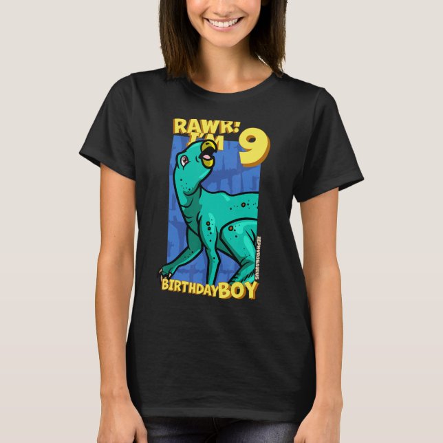 T-shirt Rawr I'm 9 Birthday Boys 9th Birthday Dino Zephyr (Devant)