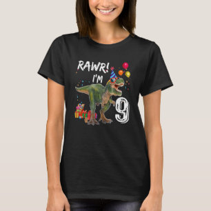 T-shirt Rawr I'm 9th Birthday Rex Dinosaur Party pour Bo