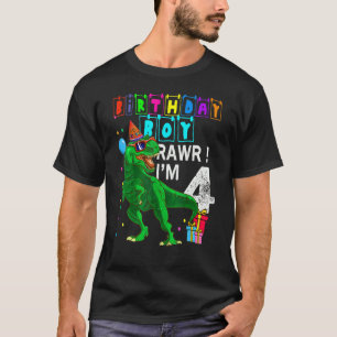 T-shirt Rawr Je suis 4 4ème anniversaire Rex Dinosaur Part