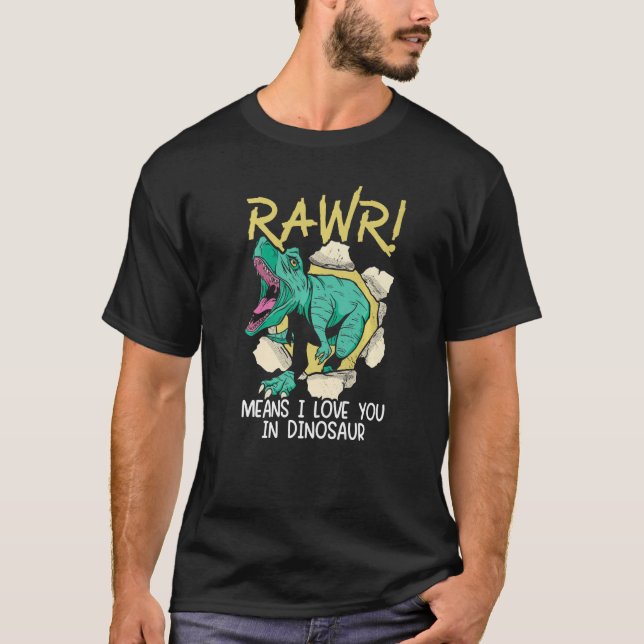 T-shirt Rawr Signifie Que Je T'Aime À Dinosaure Valentines (Devant)