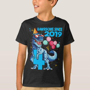 T-shirt Rawrsome depuis 2019 4e anniversaire Dinosaur T Re