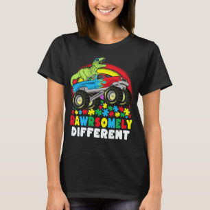 T-shirt Rawrsomement Différent T Rex Monster Truck Autisme