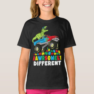T-shirt Rawrsomement Différent T Rex Monster Truck Autisme