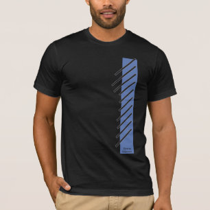 T-shirt Rayé en diagonale noir sur bleu classique