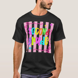T-shirt Rayé Retour à l'école Premier Jour De 2E Année