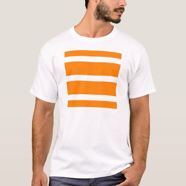 T-shirt Rayure simple - blanc sur l'orange (Devant)
