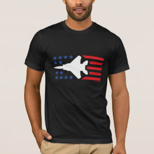 T-shirt Rayures blanches rouges d'étoiles bleues de jet