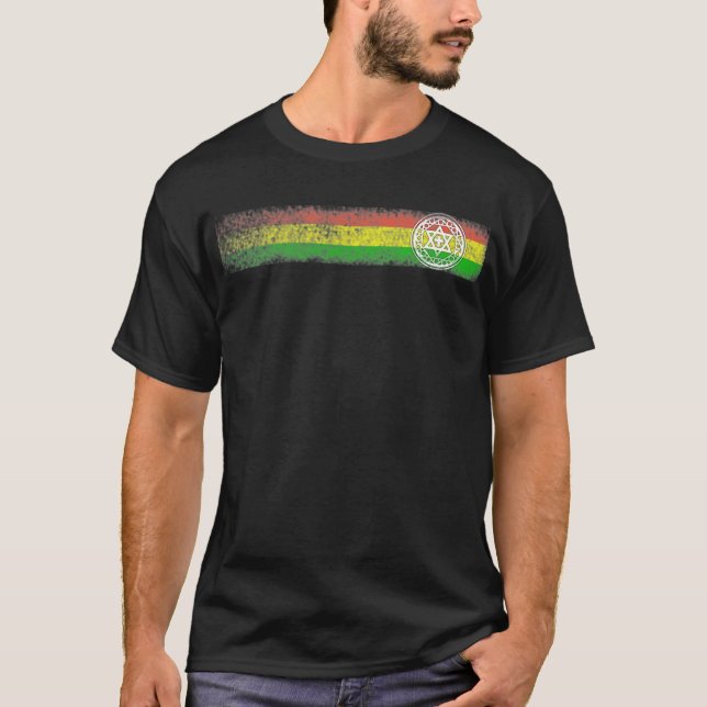 T-shirt Rayures de reggae de Rasta avec l'étoile et la (Devant)