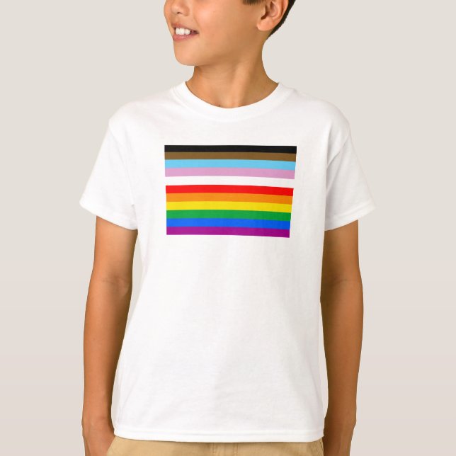 T-shirt Rayures du drapeau de progrès LGBTQ+ (Devant)