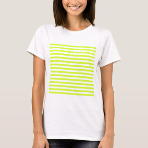 T-shirt Rayures minces - blanches et jaune fluorescent