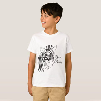 T-shirt Rayures noires/blanches de zèbre mignon "bonjour"