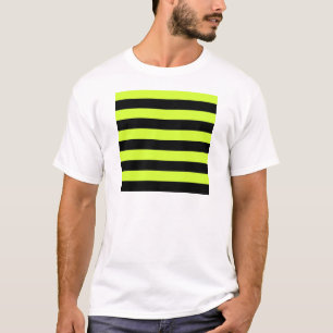 T-shirt Rayures - noires et jaune fluorescent