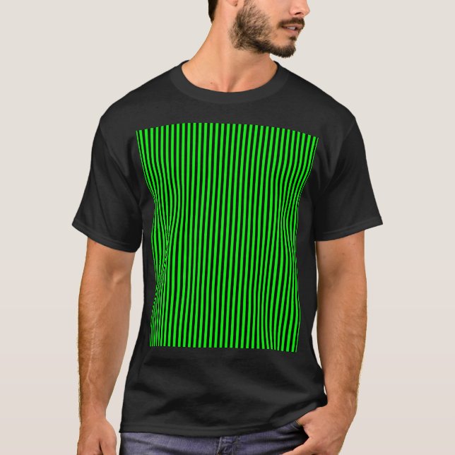 T-shirt Rayures vertes et noires au néon (Devant)