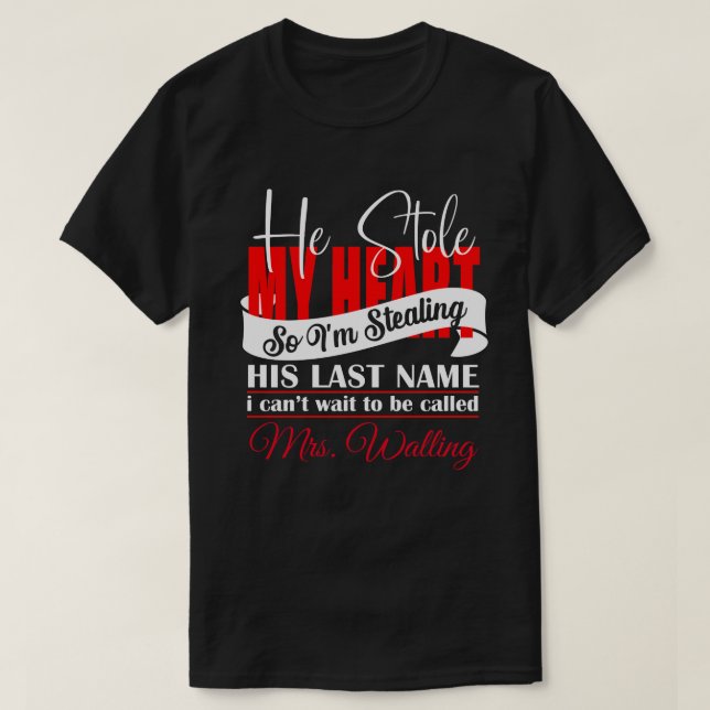 T-shirt RD Fiançailles personnalisé Il m'a volé le coeur (Design devant)