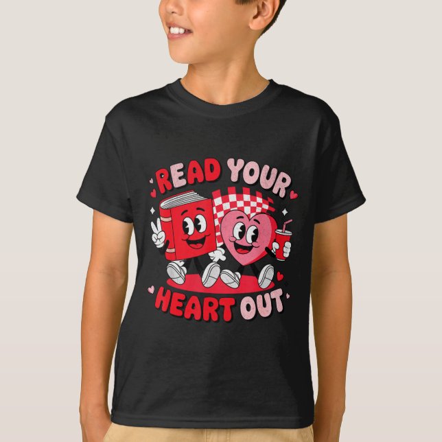 T-shirt Read Your Heart Out Valentine's Day Retro Teacher  (Devant)