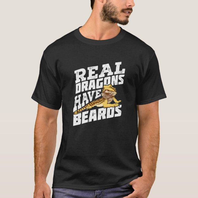 T-shirt Real Dragons Have Beards Bearded Dragon Premium (Devant)