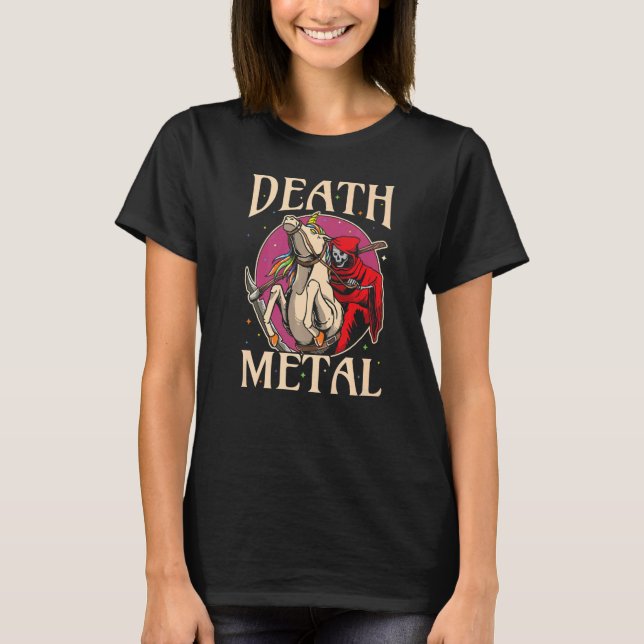 T-shirt Reaper Rock Satan Unicorn Pour Concerts Festivals  (Devant)