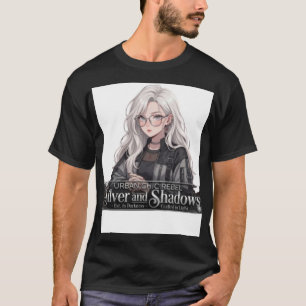 T-shirt Rebel Chic Urbain Fille Anime Argent et Ombres Gra