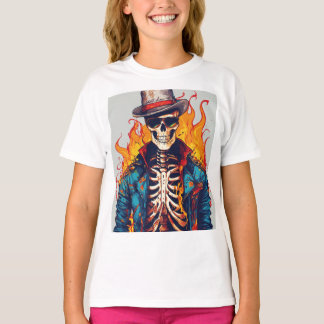 T-shirt Rébellion de roches et de rouleaux - Crâne et os c