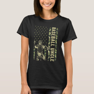 T-shirt Receveur Baseball  Hommes Camo Drapeau USA Basebal