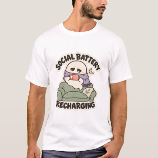 T-shirt Recharge de la batterie sociale Cozy Introvert Gho
