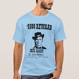 T-shirt Recherché Jesse James Vieux Vintage Bleu historiqu