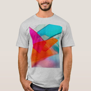 T-shirt Rectangles translucides abstraits néon vibrant 3D
