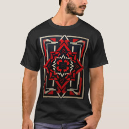 T-shirt Red and Black Geometric Design