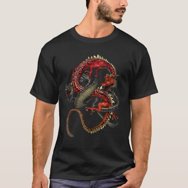 T-shirt Red & Black Dragons (Devant)