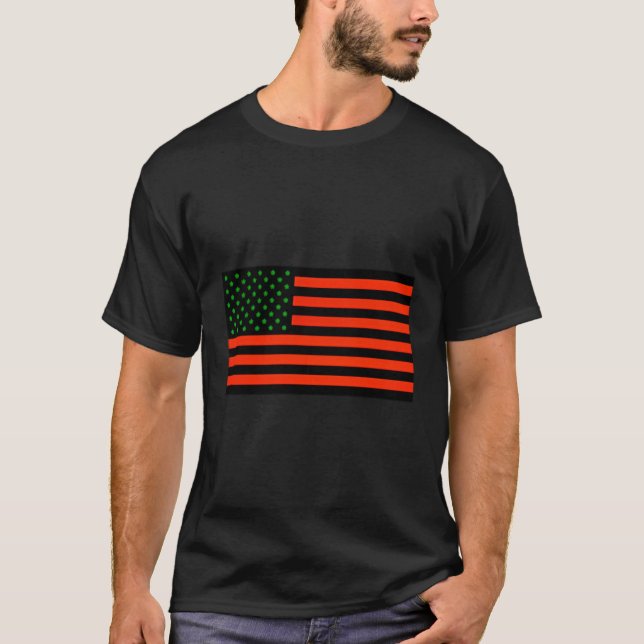 T-shirt Red Black Vert Drapeau Noir Possédé Bz Afrique Amé (Devant)