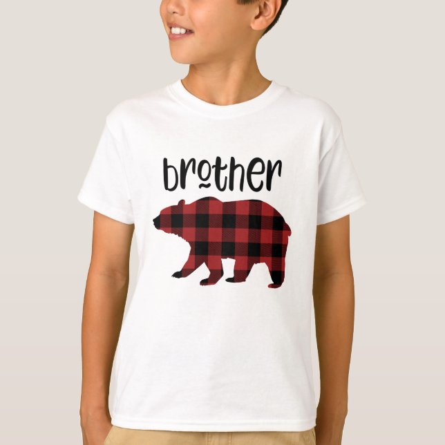 T-shirt Red Buffalo Plaid Brothers Bear Holiday (Devant)