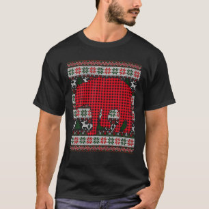T-shirt Red Buffalo Plaid Hyena Amateurs de laides Noël Fa