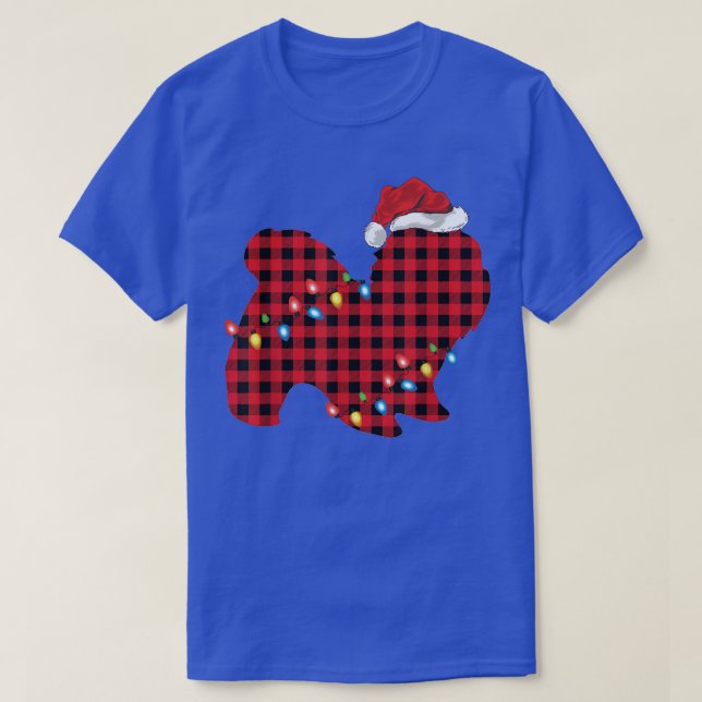 T-shirt Red Buffalo Plaid Santa Hat Shih Tzu Chien Noël (Design devant)