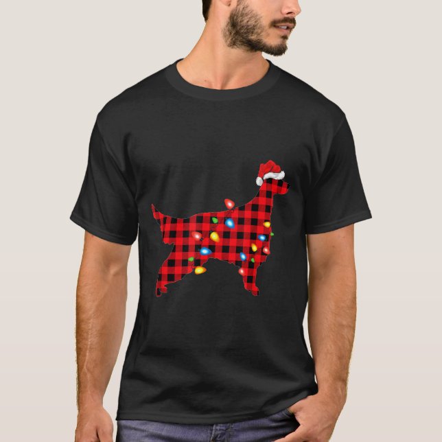 T-shirt Red Buffalo Plaid Santa Irish Setter Dog Christmas (Devant)