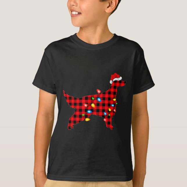 T-shirt Red Buffalo Plaid Santa Irish Setter Dog Christmas (Devant)