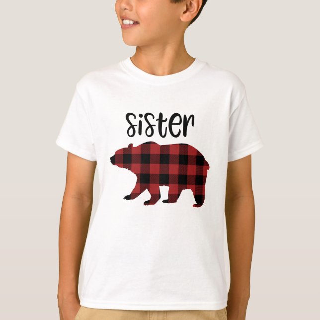T-shirt Red Buffalo Plaid Sister Bear Holiday (Devant)